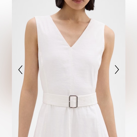 Theory V-Neck Volume Dress in Good Linen - Picture 8 of 8